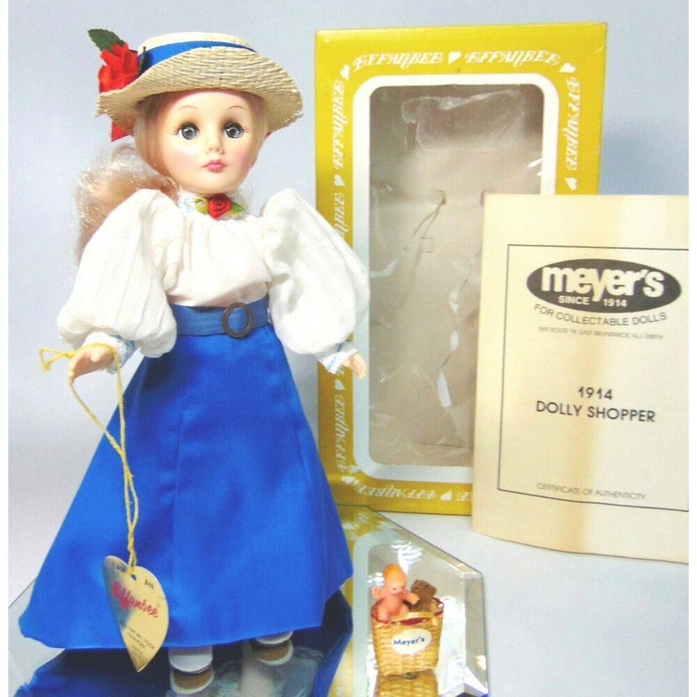 Effanbee Meyers Dolly Shopper Doll 11" Hat Basket Limited Ed Clothing Box Vtg